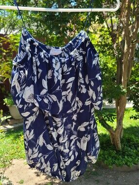 Sienna Sky Navy and White Floral Off-Shoulder Top